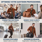Utilisations quotidiennes du sac ordinateur homme Bastion en commuting, rendez-vous et voyage.