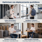 Cas d'utilisation pro et business du sac ordinateur KonoSync en déplacement