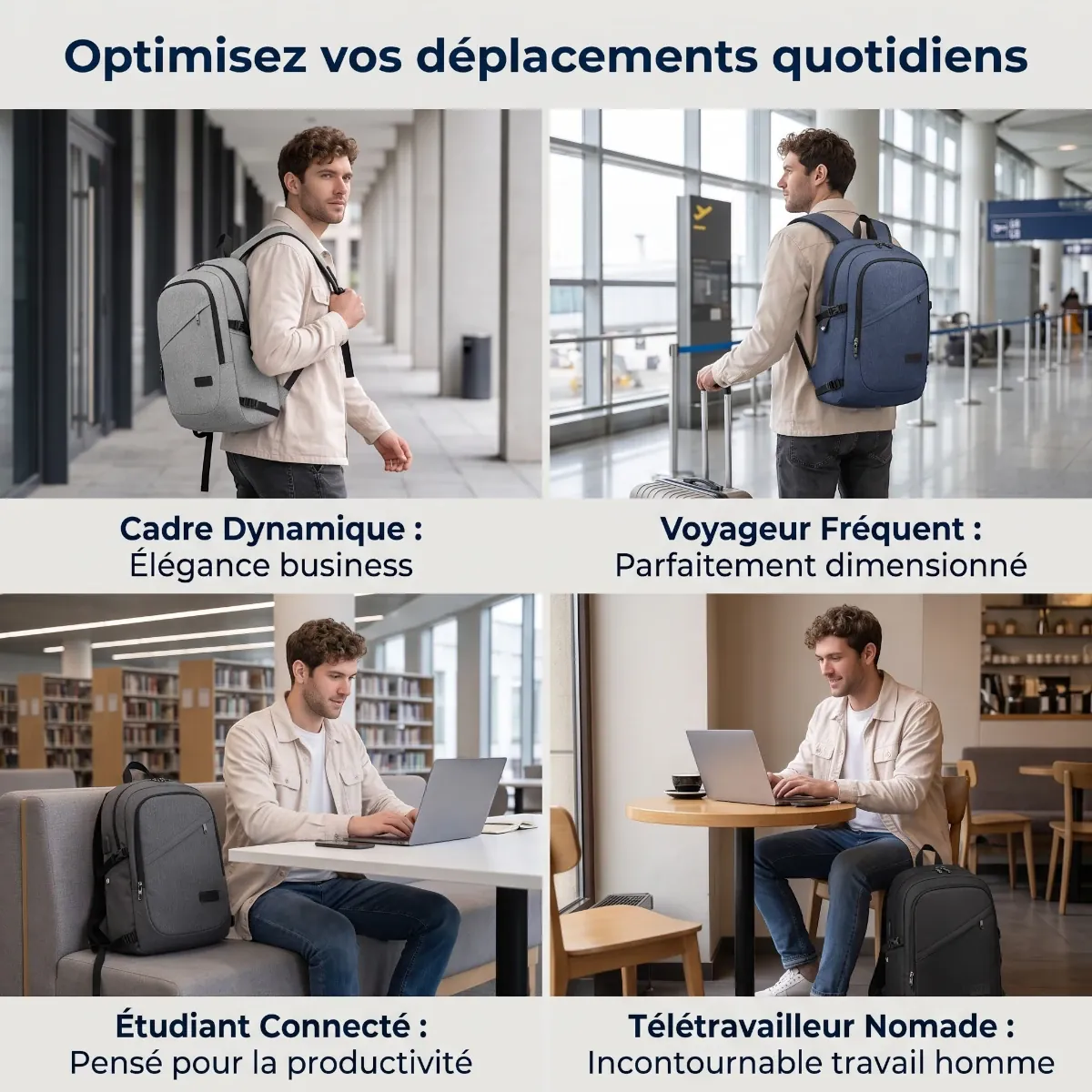 Cas d'utilisation pro et business du sac ordinateur KonoSync en déplacement