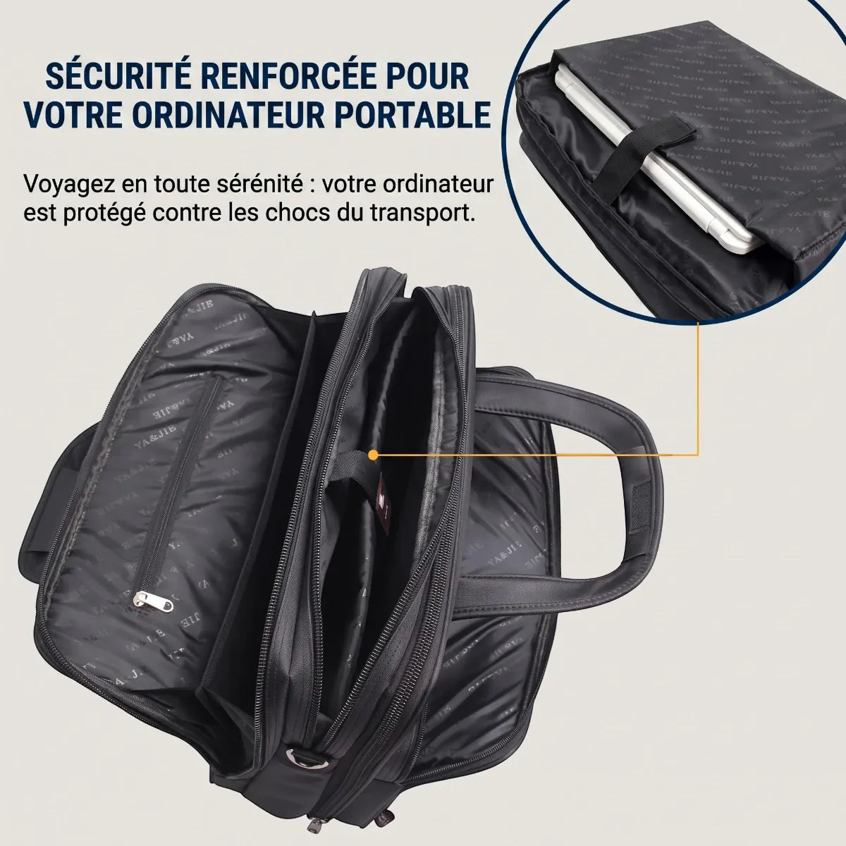 Compartiment PC rembourré du sac ordinateur FlexoMax, offrant la meilleure protection parmi les sacoches ordinateur.