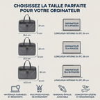Guide des dimensions et compatibilité du sac PC portable femme Sérénia