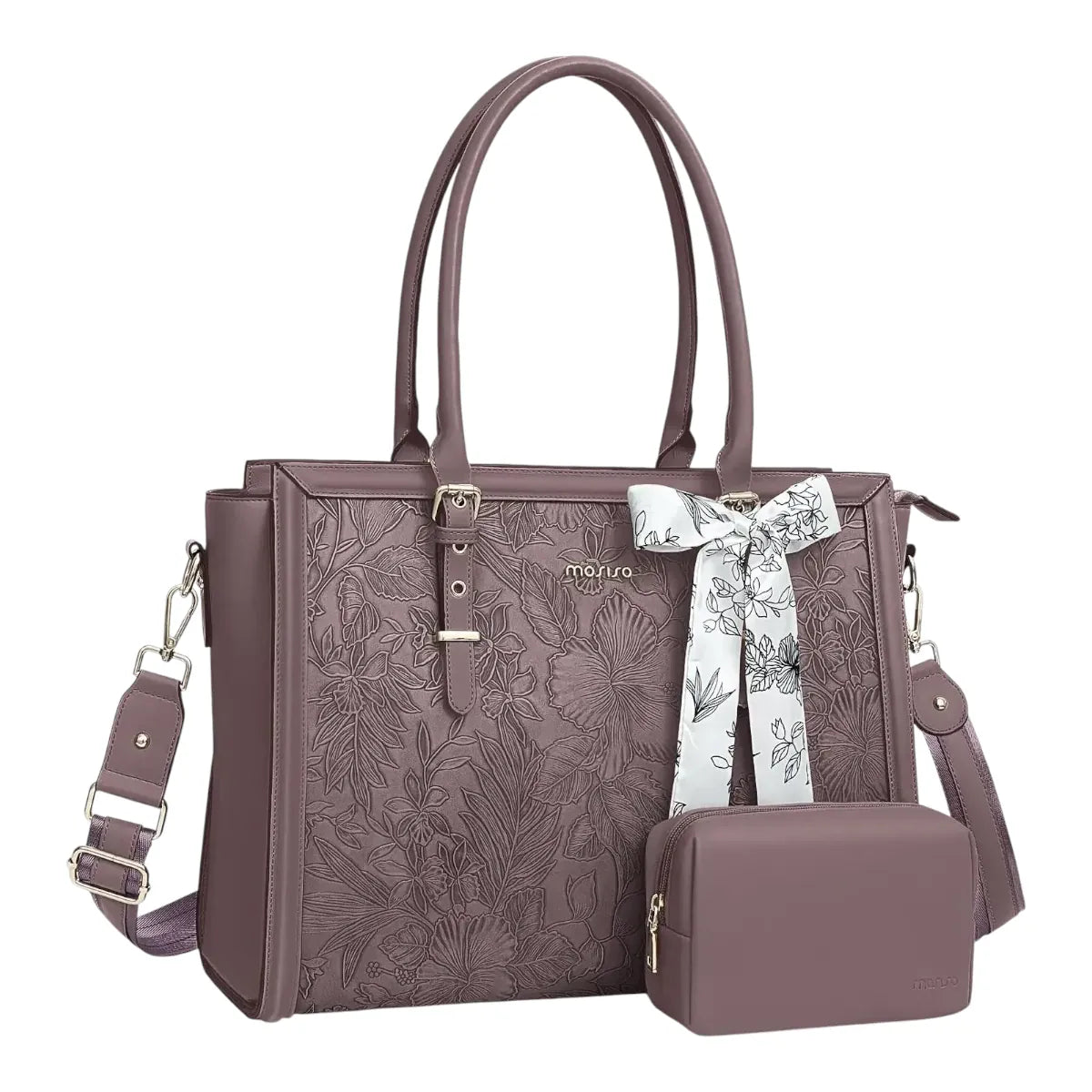Sacoche business femme Floralys de couleur prune / mauve, résistante à l'eau pour les déplacements.