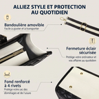 Sacoche femme ordinateur Gemi - Zoom sur les finitions : bandoulière amovible, fermeture éclair sécurisée et fond renforcé par 4 rivets