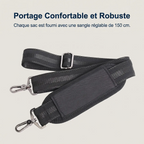Sangle et bandoulière de portage réglable de la sacoche ordi femme FlexoMax pour un confort optimal.