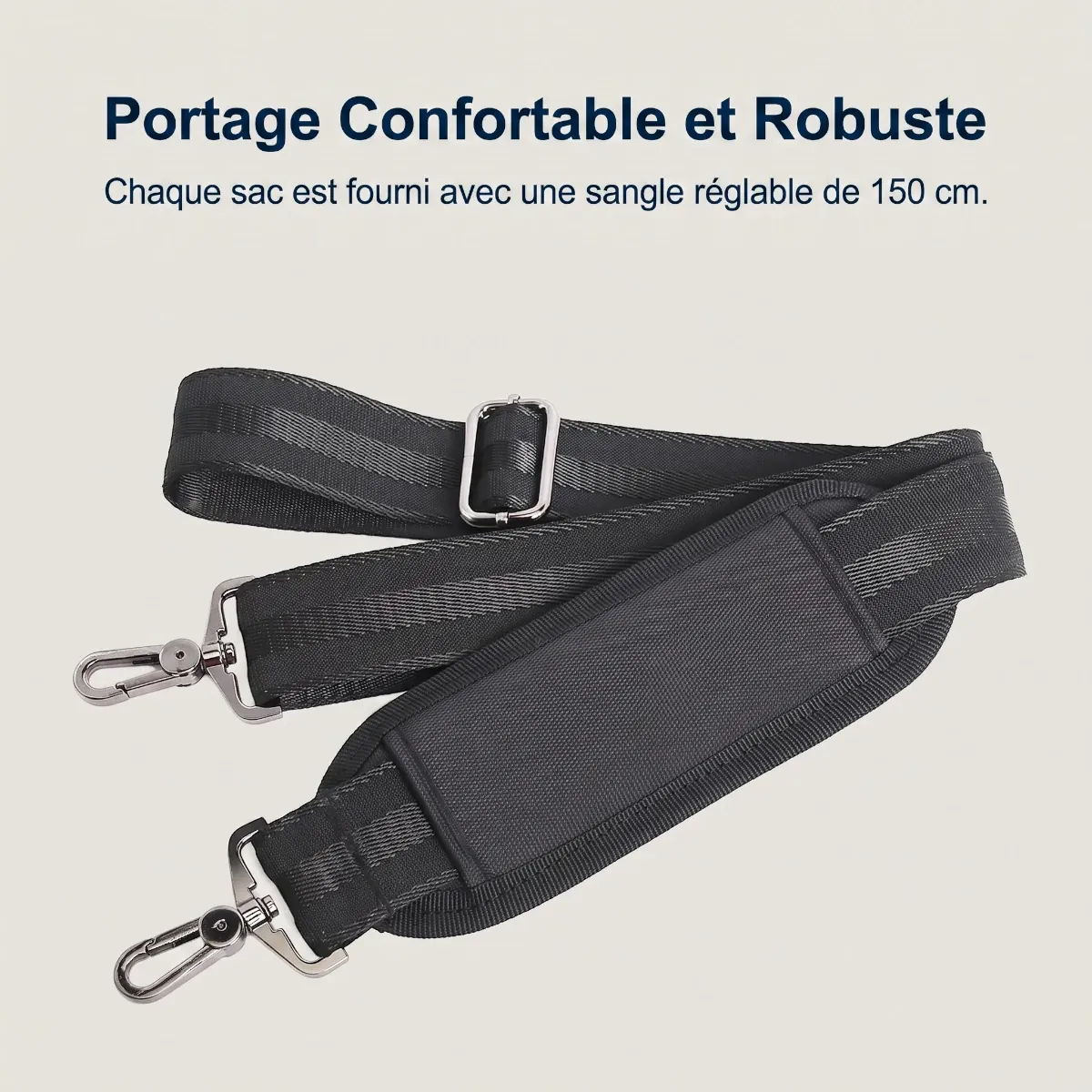 Sangle et bandoulière de portage réglable de la sacoche ordi femme FlexoMax pour un confort optimal.