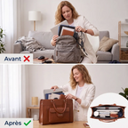 Comparatif avant après : sacoche ordinateur femme Duora contre sac à dos désordonné