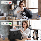 Comparatif avant après entre un sac à dos encombrant et la sacoche ordinateur femme Envolia