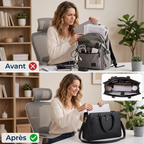 Comparatif avant après utilisation de la sacoche ordinateur femme Kalea
