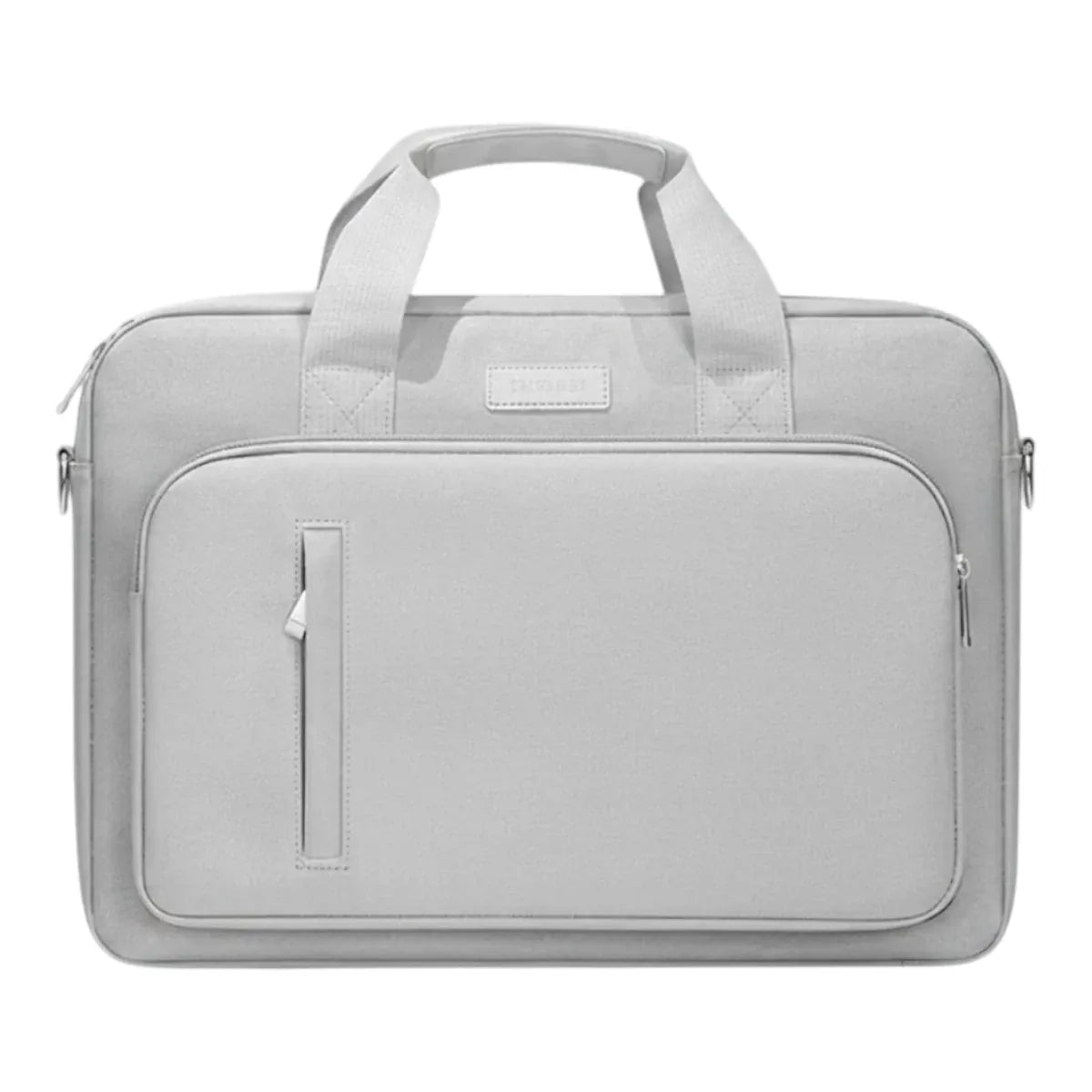 Déclinaison de la sacoche ordinateur pour femme Le Cocon en coloris gris perle sur fond blanc.