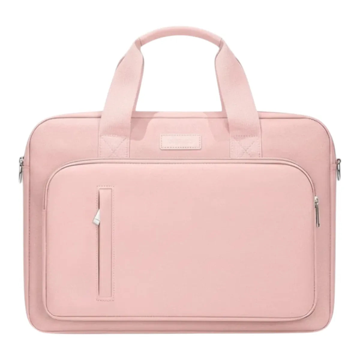Déclinaison de la sacoche ordinateur pour femme Le Cocon en coloris rose poudré sur fond blanc.