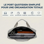 Vue ouverte de la grande capacité de rangement intérieur de la sacoche ordinateur homme AeroStride.