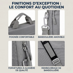 Zoom sur les finitions techniques, fermetures et rembourrages de la sacoche ordinateur homme AeroStride.
