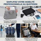 Infographie des différents cas d'utilisation professionnels de la sacoche ordinateur homme AeroStride.