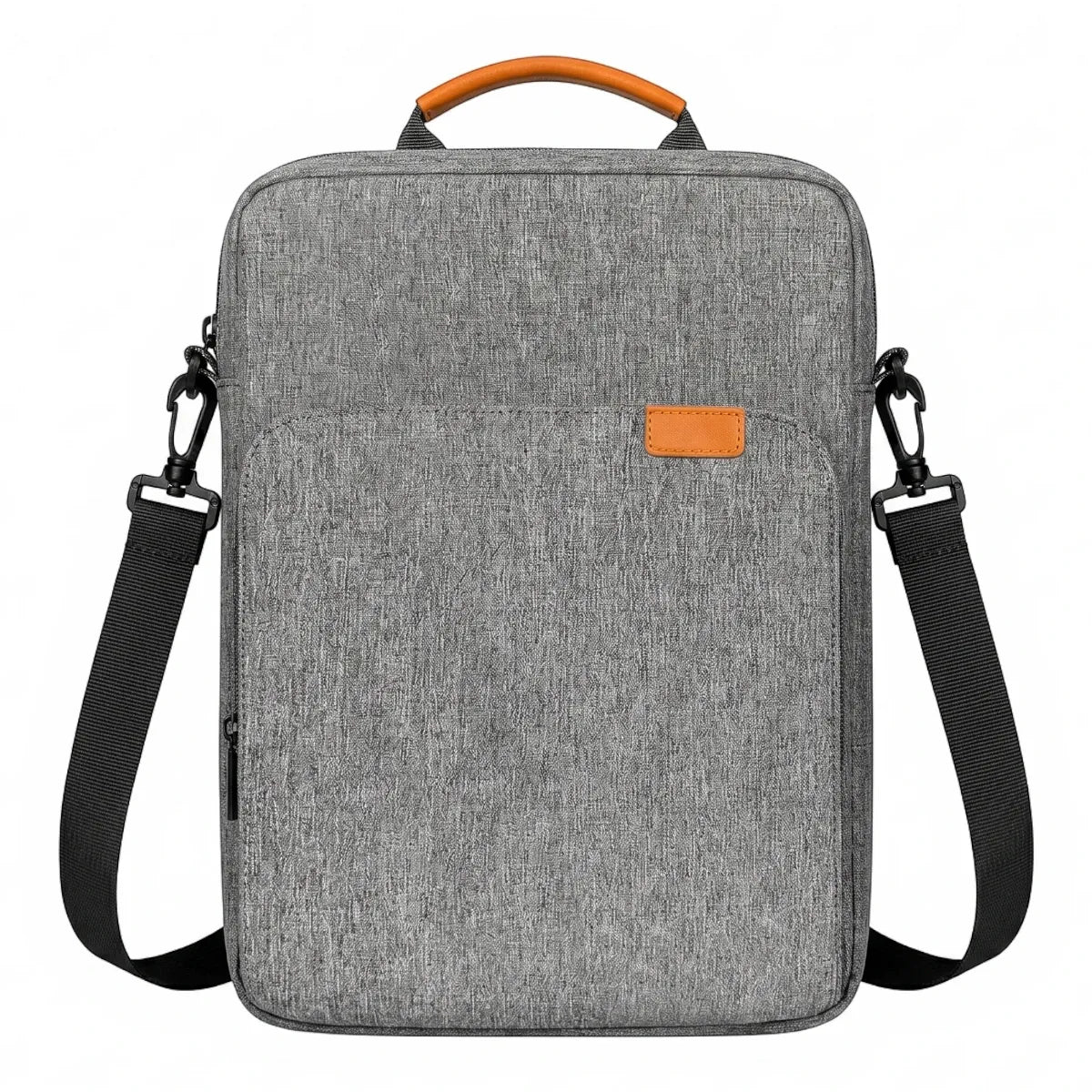 Sacoche ordinateur homme Atlas gris clair vue de face sur fond blanc.