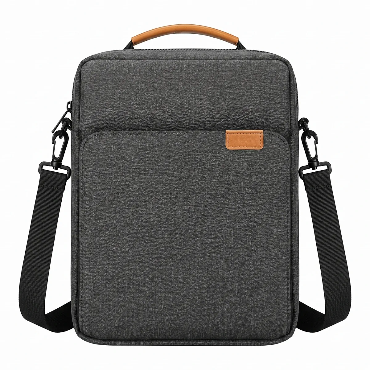 Sacoche ordinateur homme Atlas gris foncé vue de face sur fond blanc.