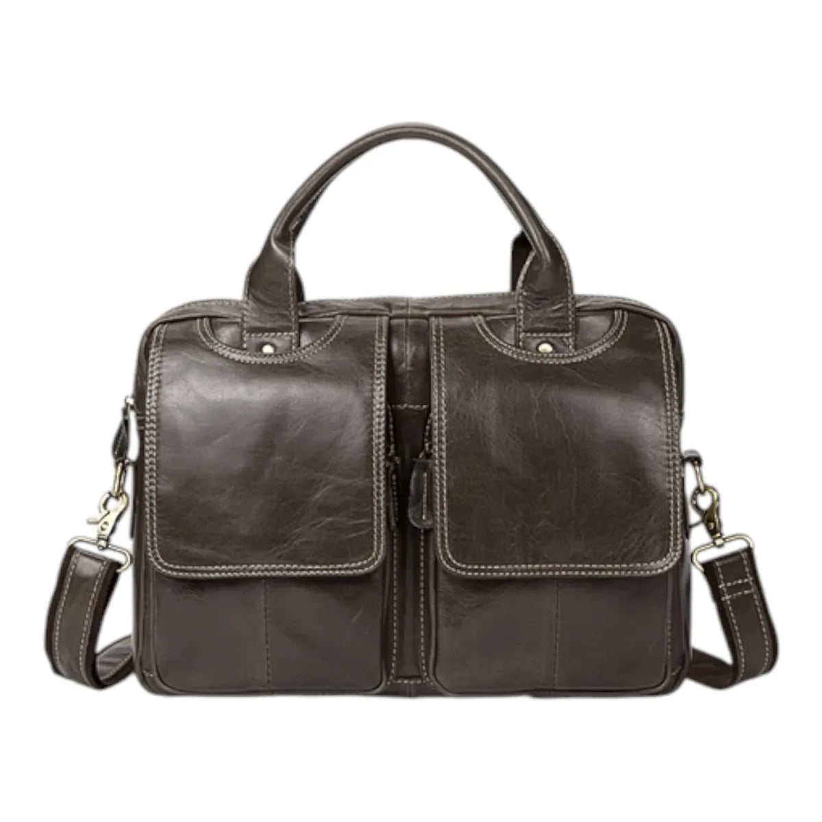 Sacoche ordinateur pour homme DuoCraft cuir de vachette couleur marron moka