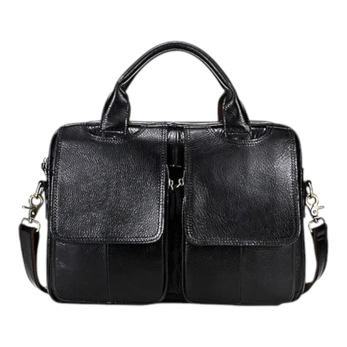 Sacoche ordinateur pour homme DuoCraft en cuir véritable noir intense