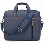 Sacoche ordinateur homme ErgoShield bleu marine vue de face avec sa bandoulière de portage ergonomique.