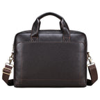 Sacoche ordinateur homme L'Exécutif en cuir véritable brun café vue de face sur fond blanc