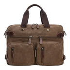 Sac homme ordinateur Kallio coloris marron café en toile industrielle lavée.