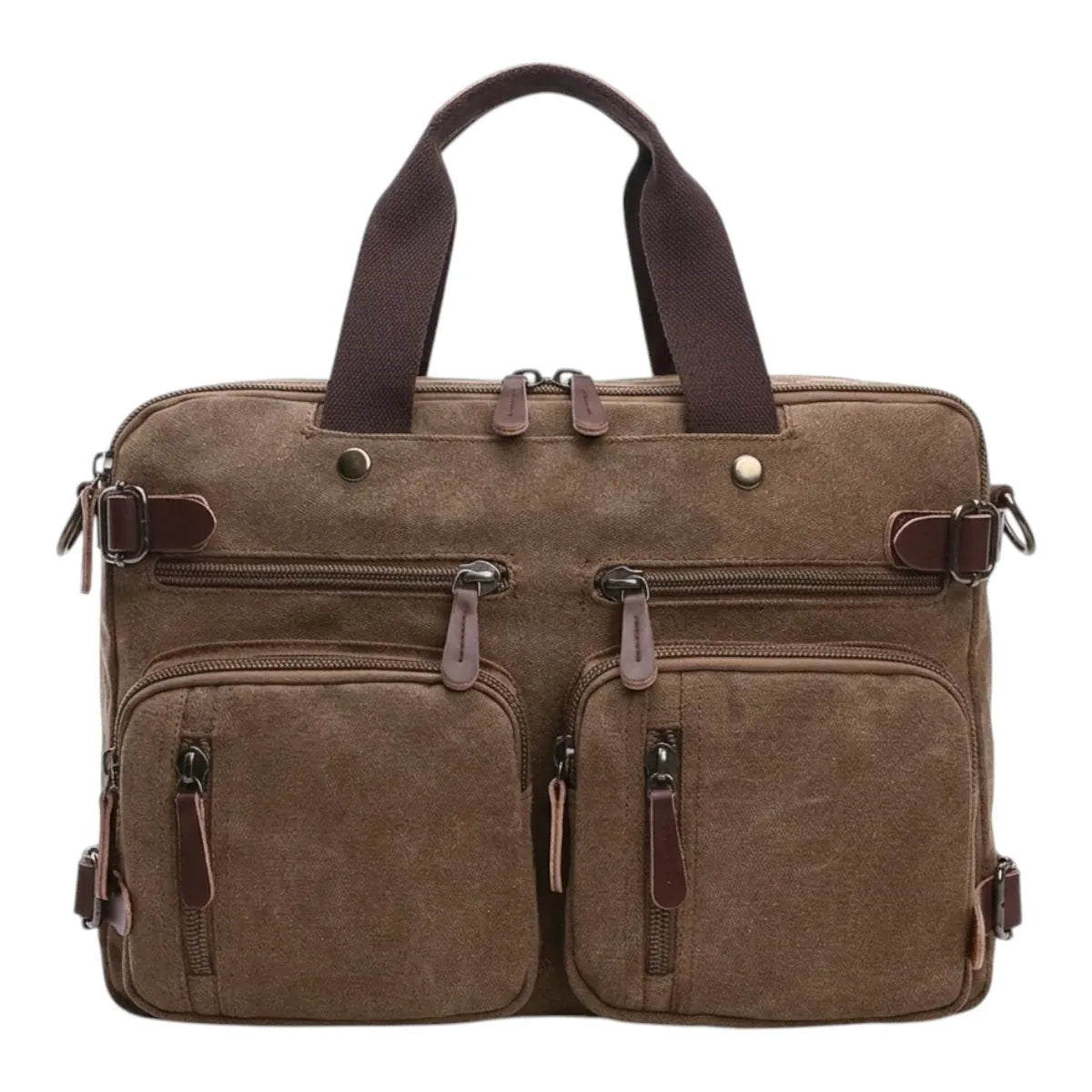 Sac homme ordinateur Kallio coloris marron café en toile industrielle lavée.