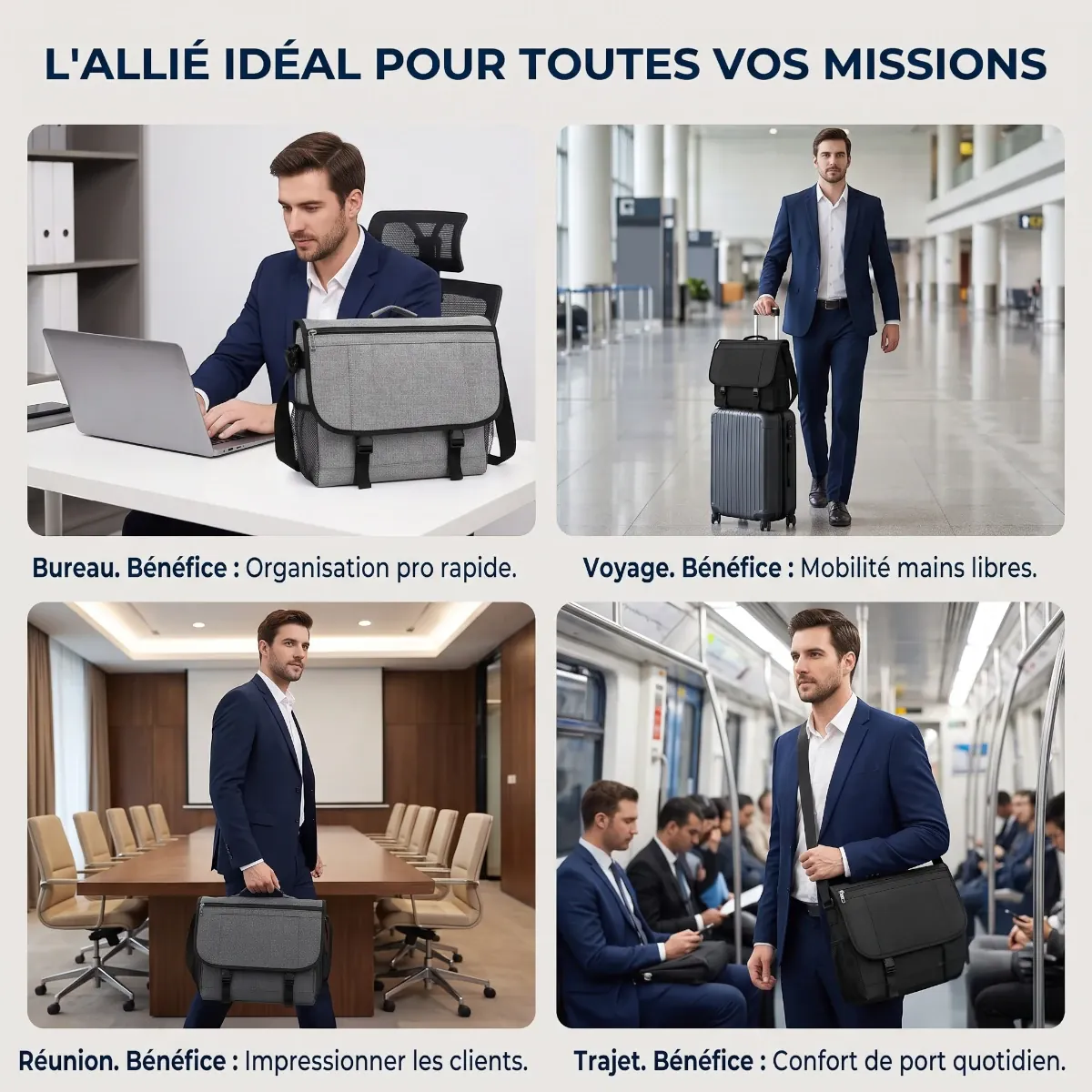 Les 4 cas d'utilisation au quotidien de la sacoche ordinateur pour homme LiteShift