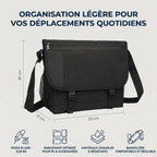 Dimensions 33x13x30 cm et caractéristiques techniques de la sacoche ordinateur pour homme LiteShift