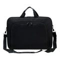 Sacoche ordinateur homme Strato en nylon noir présentée de face avec sa bandoulière ergonomique amovible.