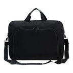 Sacoche ordinateur homme Strato en nylon noir présentée de face avec sa bandoulière ergonomique amovible.