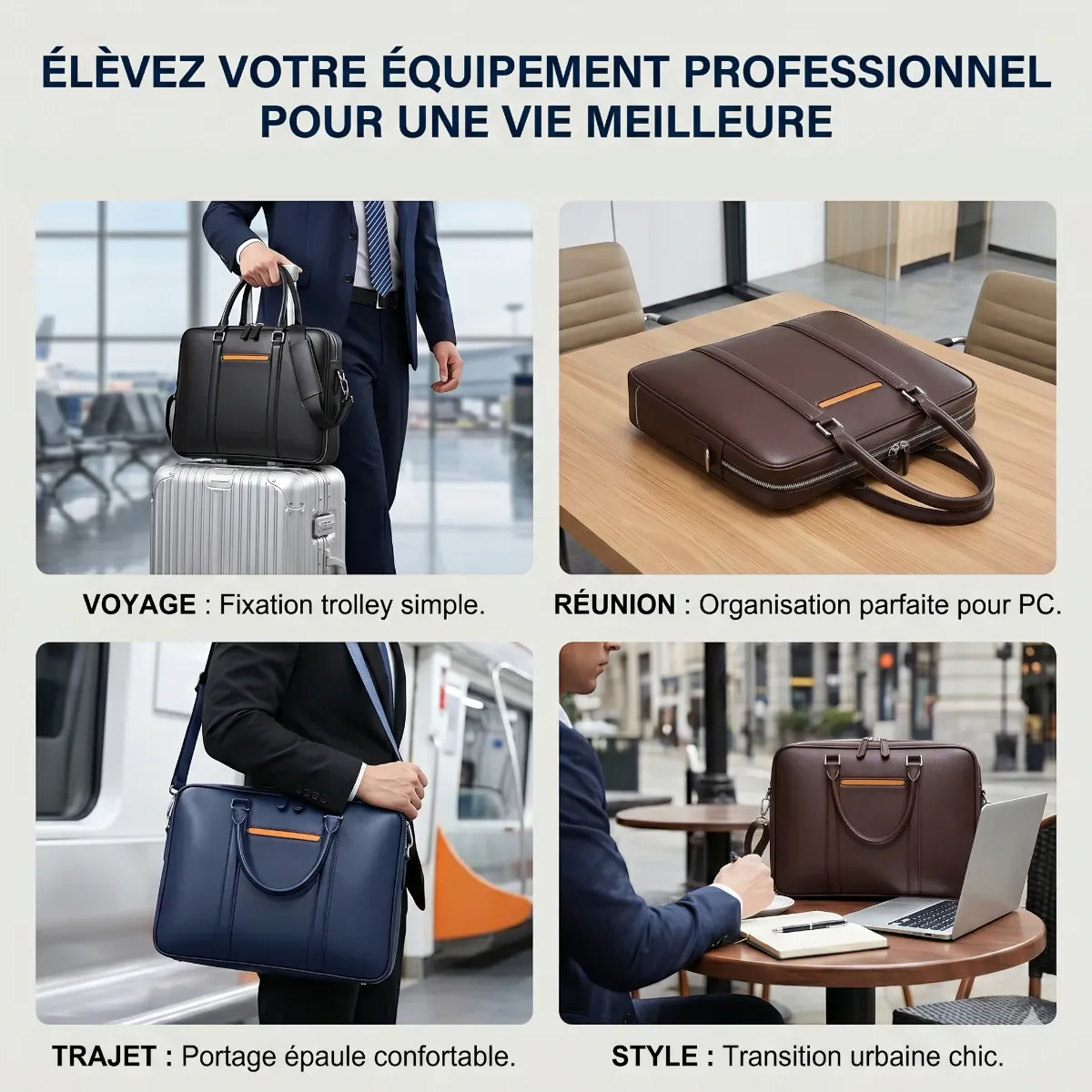 Les 4 cas d'utilisation de la sacoche ordinateur portable homme Vanguard en déplacement et en réunion
