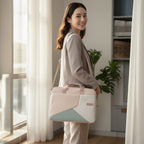 Sacoche Ordinateur Pour Femme 15,6 Pouces Design Géométrique Rose Poudré avec Protection Anti-Choc