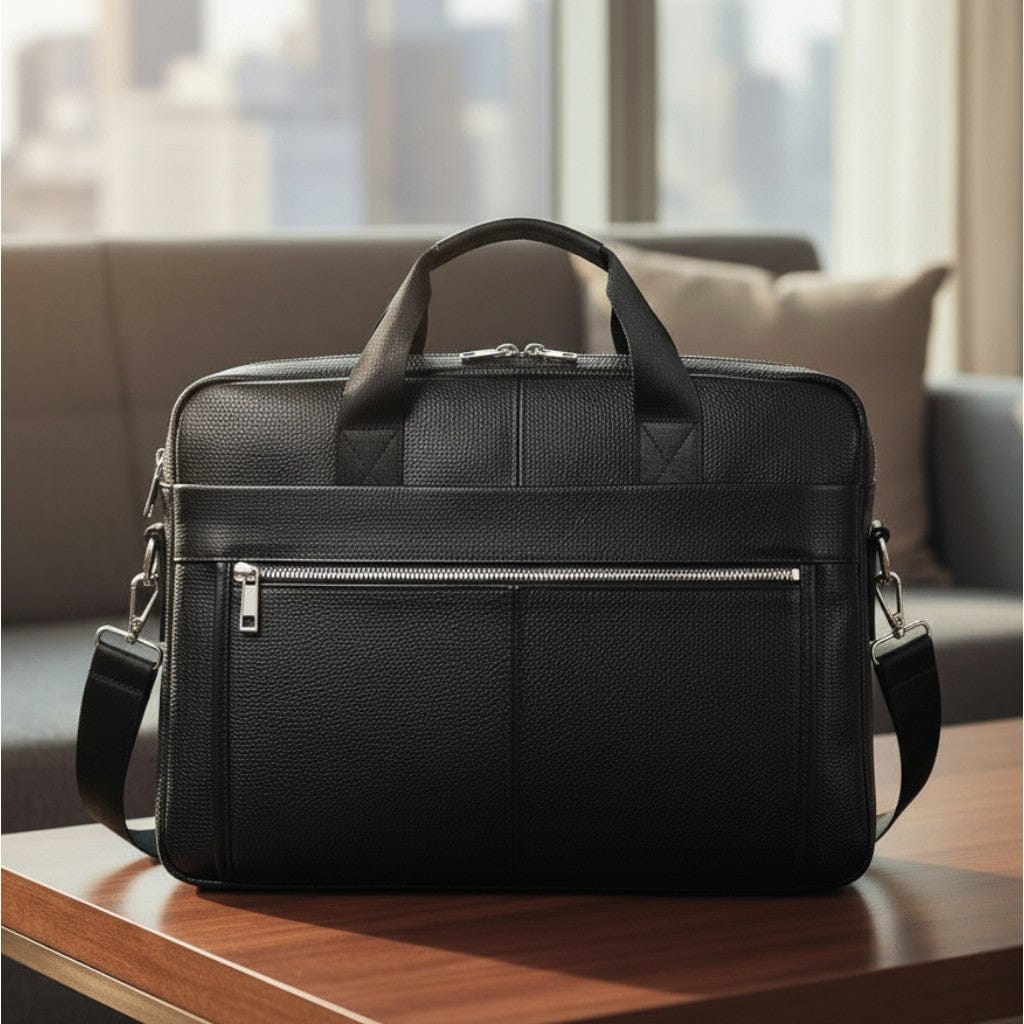 Sacoche Ordinateur Pour Homme Design Professionnel - Sac en Cuir Véritable 15,6 pouces