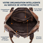 Organisation intérieure et compartiment PC 14 pouces de la sacoche ordinateur pour homme DuoCraft Cuir