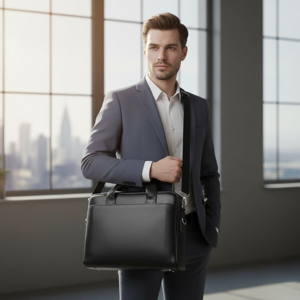 Sacoche Ordinateur Pour Homme en Cuir Pour PC Portable 11"-15" - Sac Business Elégant