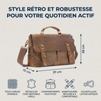 Dimensions en cm et caractéristiques techniques du porte-documents sacoche ordinateur pour homme Heritex