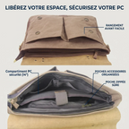Rangements intérieurs et compartiment sécurisé pour PC 14 pouces de la sacoche ordinateur pour homme Heritex