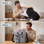 Comparatif avant après organisation avec la sacoche ordinateur pour homme Modulor