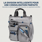 Détail de l'organisation des poches frontales de la sacoche ordinateur pour homme Modulor