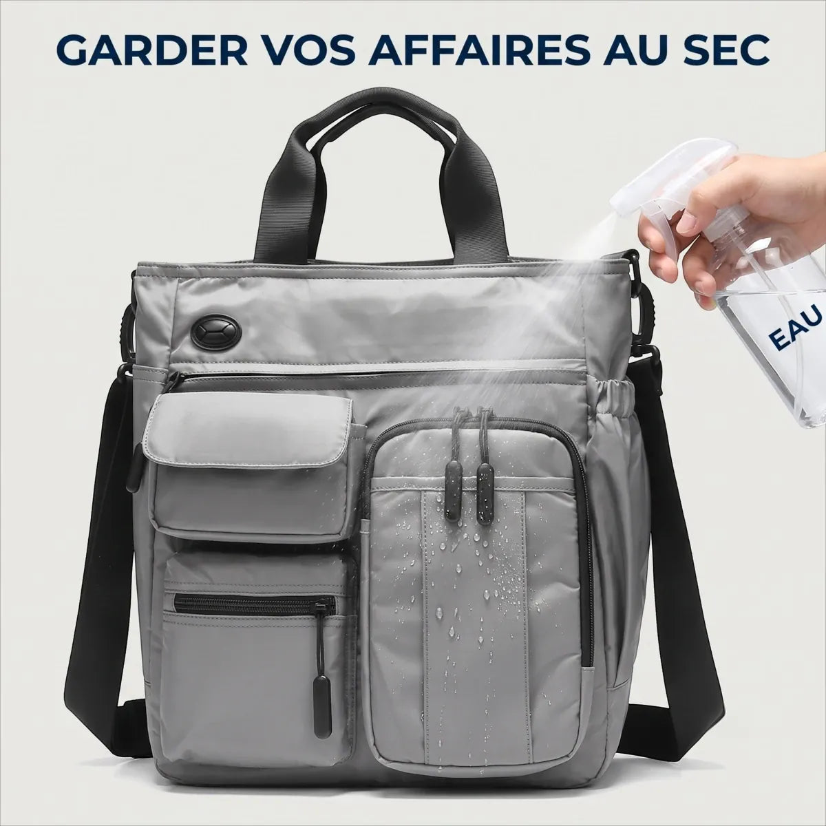 Test d'étanchéité et tissu déperlant de la sacoche ordinateur pour homme Modulor