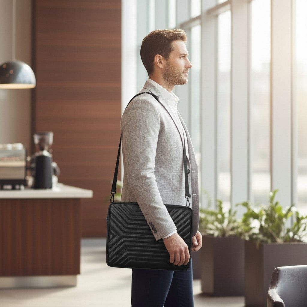 Sacoche Ordinateur Pour Homme - Rigide Antichoc Noir Ultra Slim 10" à 17"