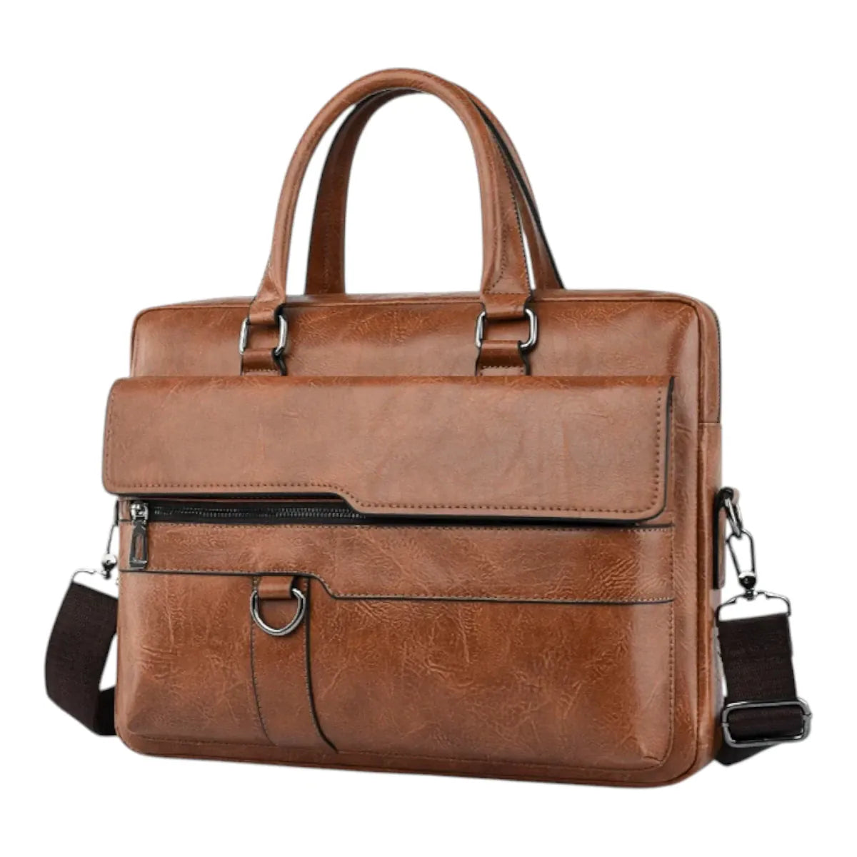 Sacoche ordinateur pour homme Strata marron clair vue de face