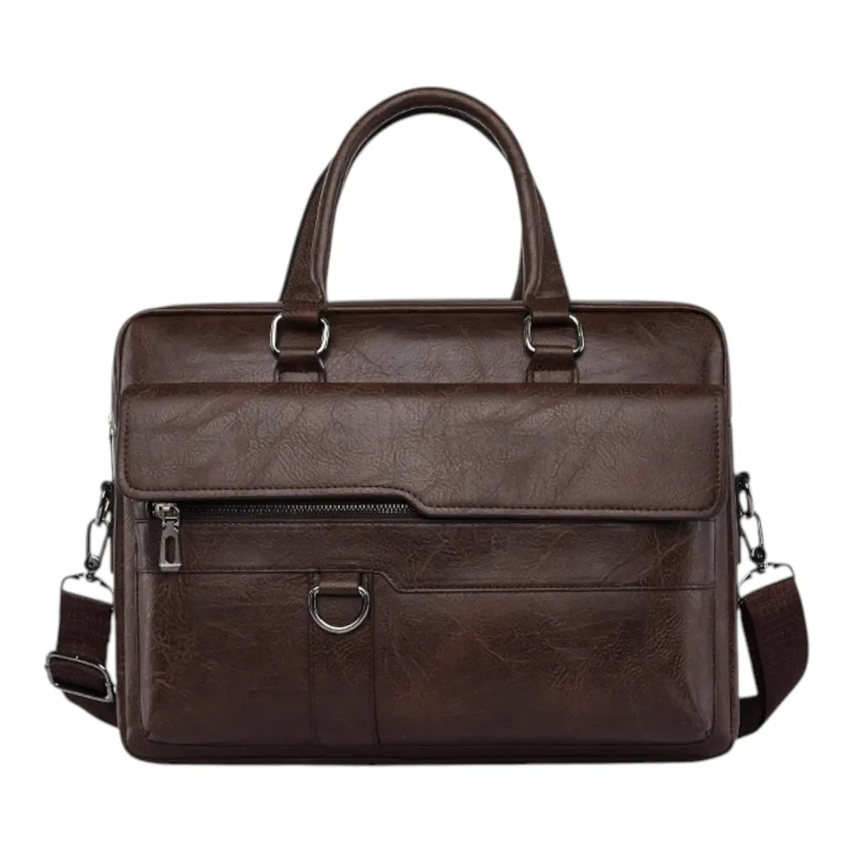 Sacoche ordinateur pour homme Strata de couleur marron foncé vue de face