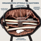 Organisation et compartimentage intérieur de la sacoche PC portable femme Optima