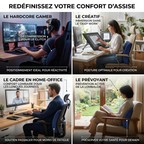 Guide d'usage du coussin L-Core pour le télétravail, le gaming, les créatifs et la prévention du mal de dos.