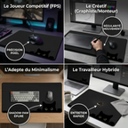 Guide d'utilisation du tapis de souris Neko Stealth Pro pour le gaming FPS, le design graphique et le travail hybride.
