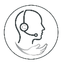 Icône de conseiller avec casque audio représentant notre service client dédié et à votre écoute.