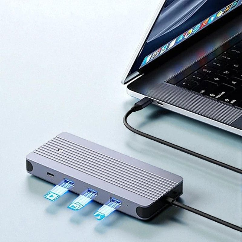 Station d’Accueil USB-C 12-en-1 avec Logement SSD M.2 | Hub Aluminium Premium 4K60Hz 10Gbps