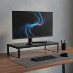 Support Écran Bureau 40cm avec Rangement - Réhausseur Ordinateur Bois et Métal