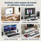 Les 4 configurations de bureaux (Gaming, Création, Bureautique) avec le support écran pc CosyGlow Pro.