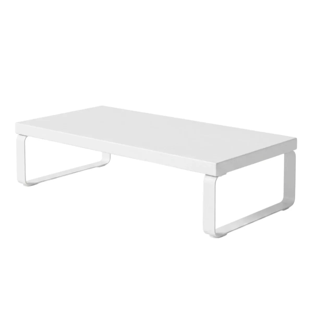 Support écran PC Kora plateau blanc et structure acier sur fond blanc